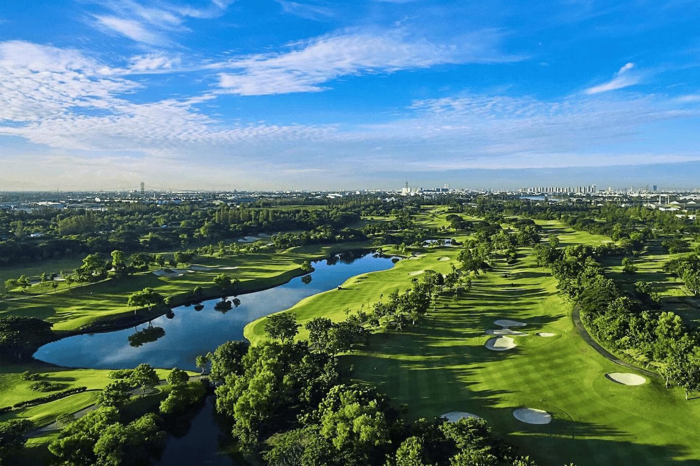 Riverdale Golf Club fairway and green - golf course Thailand